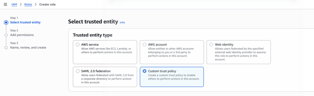 AWS Custom Trust Policy For Github Action