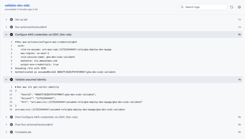 Github Action OIDC Output