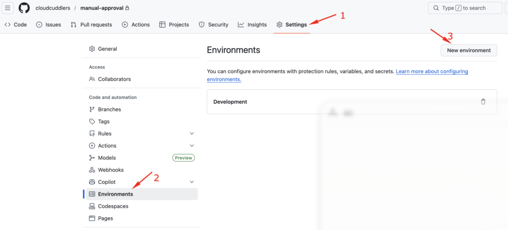 Create GitHub Environment 