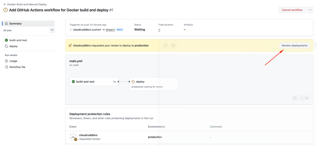 Github action workflow approval
